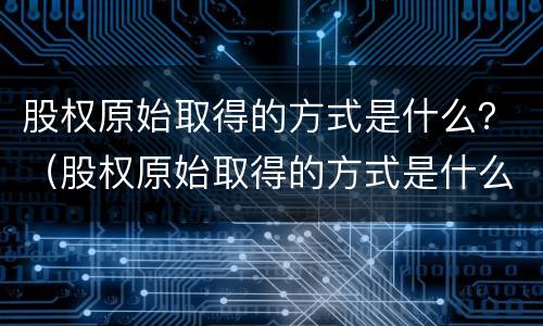 股权原始取得的方式是什么？（股权原始取得的方式是什么）
