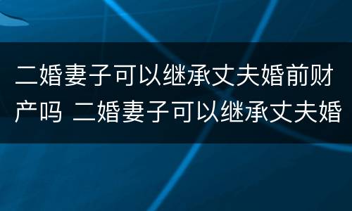 二婚妻子可以继承丈夫婚前财产吗 二婚妻子可以继承丈夫婚前财产吗