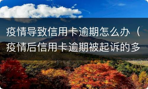 疫情导致信用卡逾期怎么办（疫情后信用卡逾期被起诉的多吗）