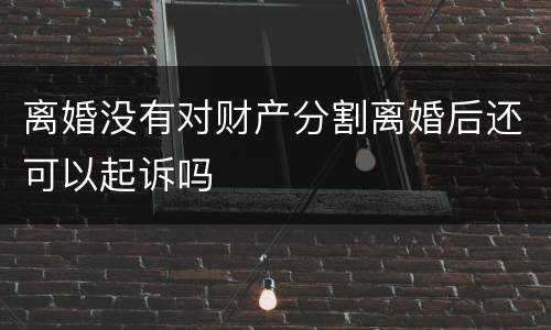 离婚没有对财产分割离婚后还可以起诉吗