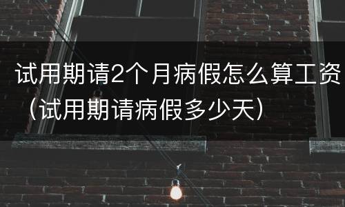 试用期请2个月病假怎么算工资（试用期请病假多少天）
