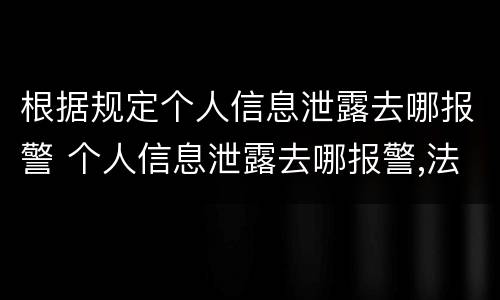 根据规定个人信息泄露去哪报警 个人信息泄露去哪报警,法律