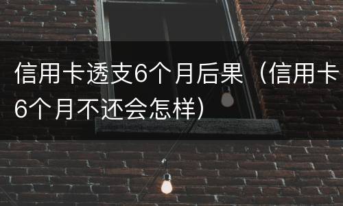 信用卡透支6个月后果（信用卡6个月不还会怎样）