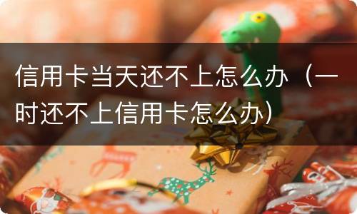 信用卡当天还不上怎么办（一时还不上信用卡怎么办）