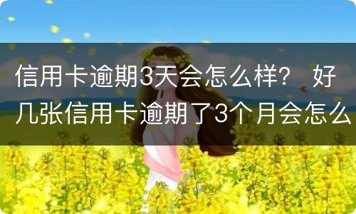 信用卡逾期3天会怎么样？ 好几张信用卡逾期了3个月会怎么样