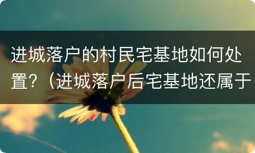 进城落户的村民宅基地如何处置?（进城落户后宅基地还属于自己吗）