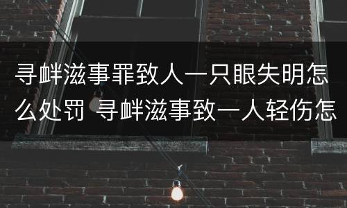寻衅滋事罪致人一只眼失明怎么处罚 寻衅滋事致一人轻伤怎么判