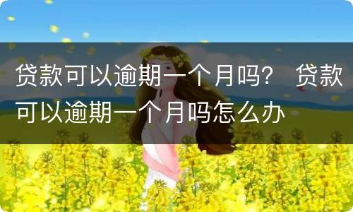 贷款可以逾期一个月吗？ 贷款可以逾期一个月吗怎么办