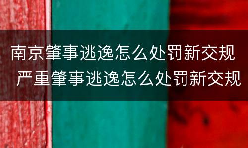 南京肇事逃逸怎么处罚新交规 严重肇事逃逸怎么处罚新交规