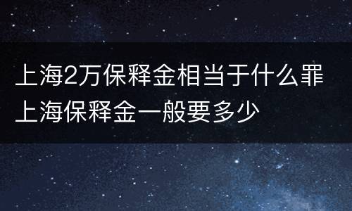 上海2万保释金相当于什么罪 上海保释金一般要多少