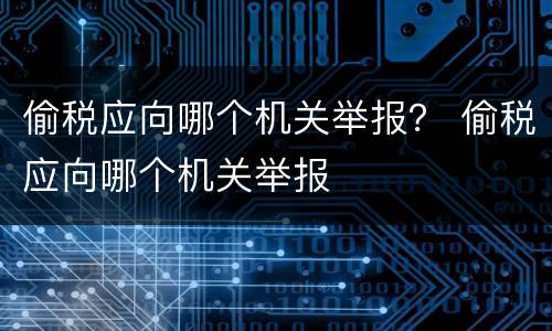 偷税应向哪个机关举报？ 偷税应向哪个机关举报