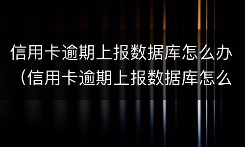 信用卡逾期上报数据库怎么办（信用卡逾期上报数据库怎么办啊）