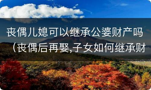 丧偶儿媳可以继承公婆财产吗（丧偶后再娶,子女如何继承财产）