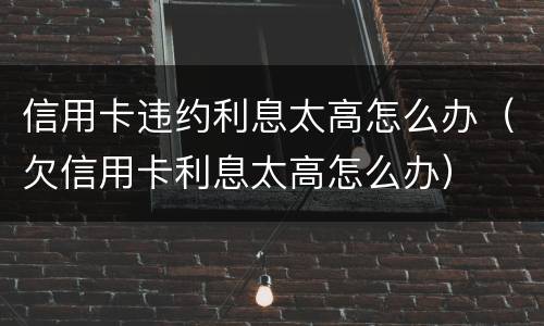 信用卡违约利息太高怎么办（欠信用卡利息太高怎么办）