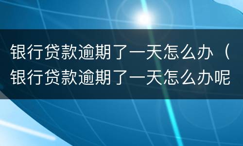 银行贷款逾期了一天怎么办（银行贷款逾期了一天怎么办呢）