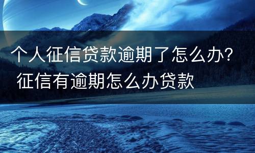 个人征信贷款逾期了怎么办？ 征信有逾期怎么办贷款