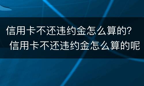 信用卡不还违约金怎么算的？ 信用卡不还违约金怎么算的呢