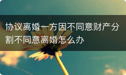 协议离婚一方因不同意财产分割不同意离婚怎么办