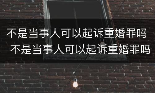 不是当事人可以起诉重婚罪吗 不是当事人可以起诉重婚罪吗判几年