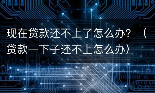 现在贷款还不上了怎么办？（贷款一下子还不上怎么办）