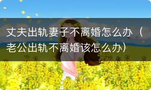 丈夫出轨妻子不离婚怎么办（老公出轨不离婚该怎么办）