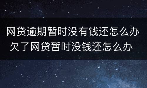 网贷逾期暂时没有钱还怎么办 欠了网贷暂时没钱还怎么办