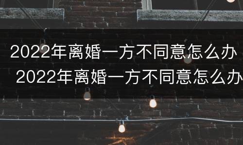 2022年离婚一方不同意怎么办 2022年离婚一方不同意怎么办理
