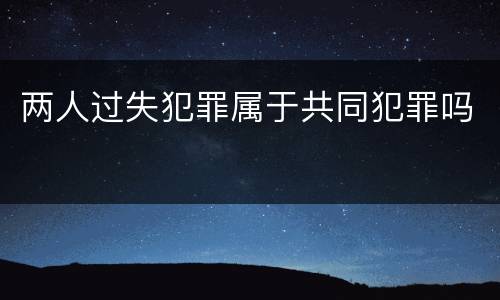 两人过失犯罪属于共同犯罪吗