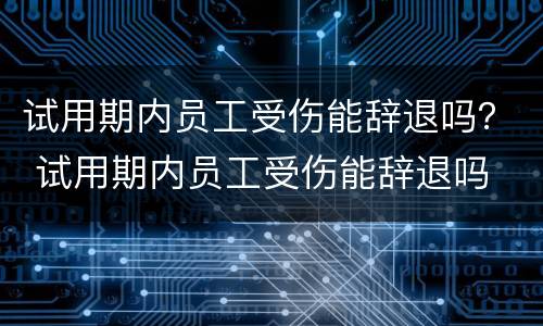 试用期内员工受伤能辞退吗？ 试用期内员工受伤能辞退吗