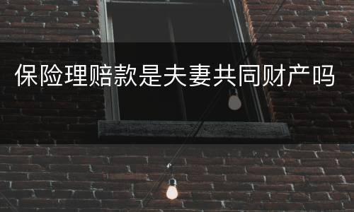 保险理赔款是夫妻共同财产吗