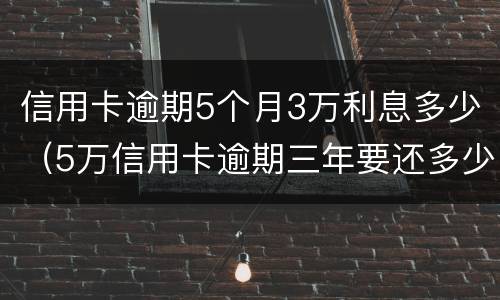 信用卡逾期5个月3万利息多少（5万信用卡逾期三年要还多少）