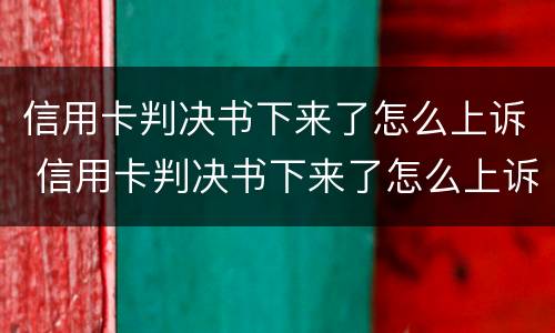 信用卡判决书下来了怎么上诉 信用卡判决书下来了怎么上诉对方