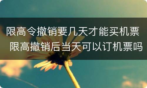 限高令撤销要几天才能买机票 限高撤销后当天可以订机票吗