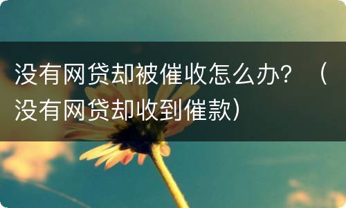 没有网贷却被催收怎么办？（没有网贷却收到催款）