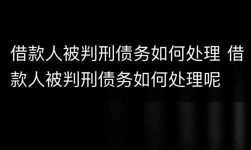 借款人被判刑债务如何处理 借款人被判刑债务如何处理呢