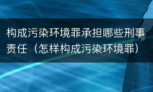 构成污染环境罪承担哪些刑事责任（怎样构成污染环境罪）