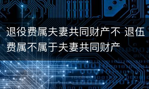 退役费属夫妻共同财产不 退伍费属不属于夫妻共同财产