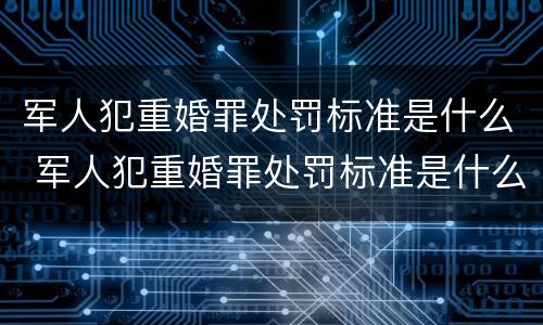 军人犯重婚罪处罚标准是什么 军人犯重婚罪处罚标准是什么规定