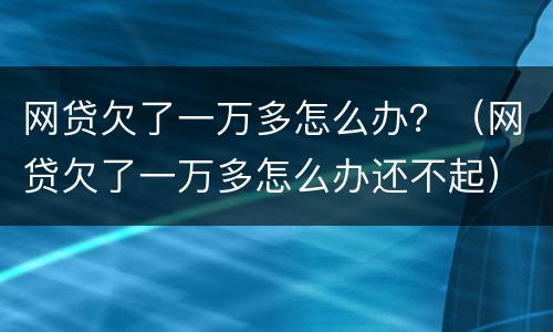 网贷欠了一万多怎么办？（网贷欠了一万多怎么办还不起）
