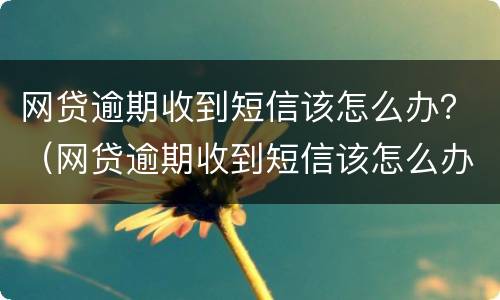 网贷逾期收到短信该怎么办？（网贷逾期收到短信该怎么办呢）