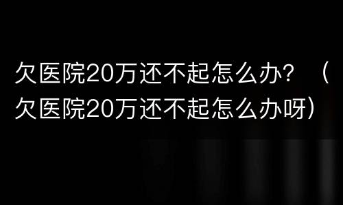欠医院20万还不起怎么办？（欠医院20万还不起怎么办呀）