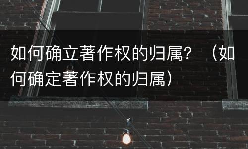 如何确立著作权的归属？（如何确定著作权的归属）