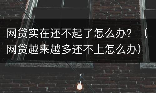 网贷实在还不起了怎么办？（网贷越来越多还不上怎么办）