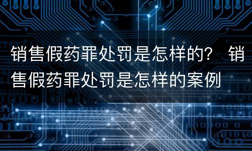 销售假药罪处罚是怎样的？ 销售假药罪处罚是怎样的案例