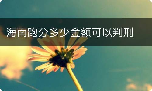 海南跑分多少金额可以判刑