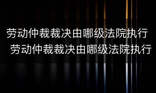 劳动仲裁裁决由哪级法院执行 劳动仲裁裁决由哪级法院执行管辖