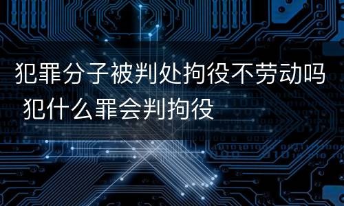 犯罪分子被判处拘役不劳动吗 犯什么罪会判拘役