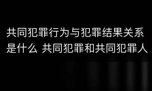 共同犯罪行为与犯罪结果关系是什么 共同犯罪和共同犯罪人的区别