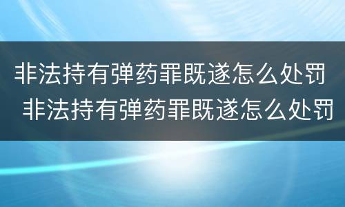 非法持有弹药罪既遂怎么处罚 非法持有弹药罪既遂怎么处罚的