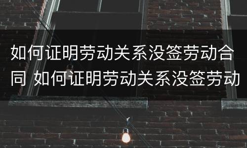 如何证明劳动关系没签劳动合同 如何证明劳动关系没签劳动合同有效